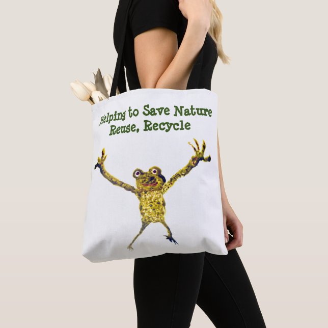 Funny Animal Frog Recycle Message Tasche (Von Nahem)