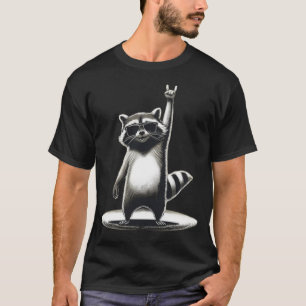 Funny Animal Gift Cool Raccoon Rock Star T-Shirt