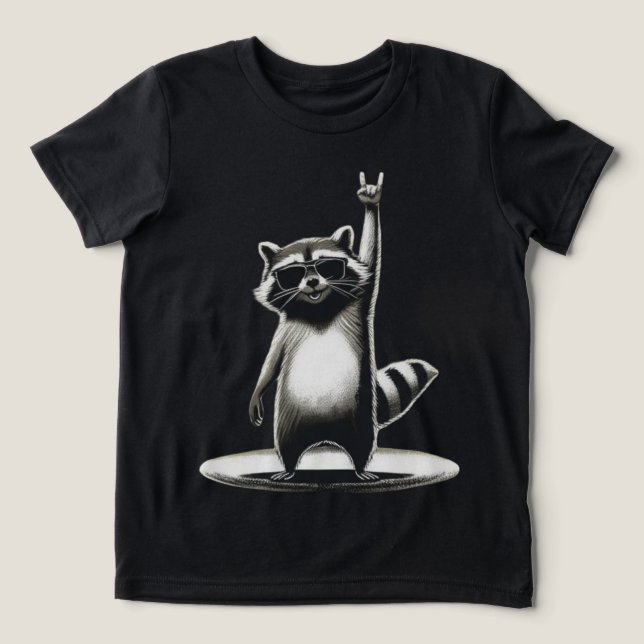 Funny Animal Gift | Cool Raccoon Rock Star Tri-Blend Shirt (Design Vorderseite)