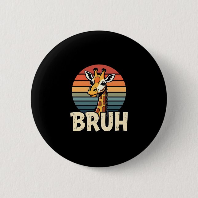 Funny Animal Giraffe Meme Face Festive Xmas T-Shir Button (Vorderseite)