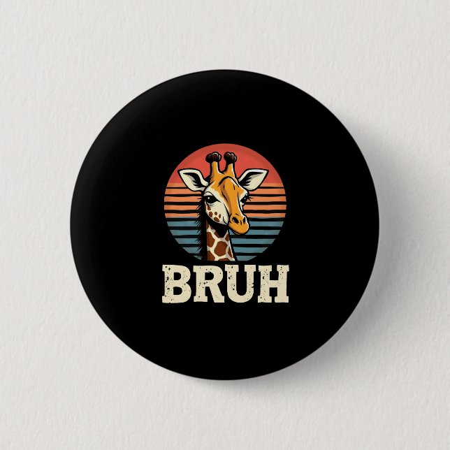 Funny Animal Giraffe Meme Face Festive Xmas T-Shir Button (Vorderseite)