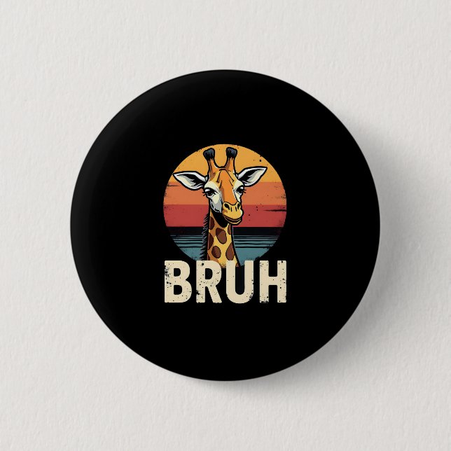 Funny Animal Giraffe Meme Face Festive Xmas T-Shir Button (Vorderseite)