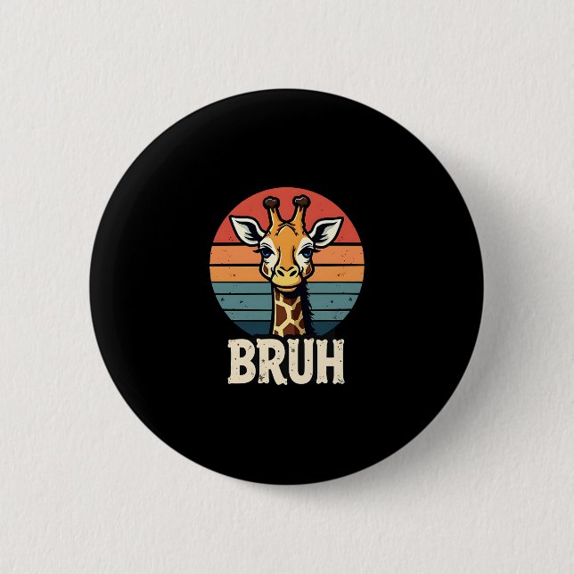 Funny Animal Giraffe Meme Face Festive Xmas T-Shir Button (Vorderseite)