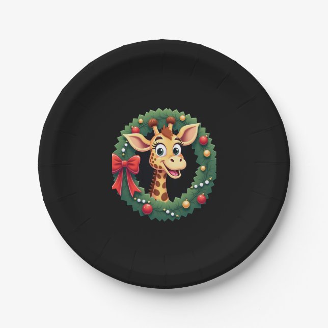 Funny Animal Giraffe Meme Face Festive Xmas T-Shir Pappteller (Vorderseite)