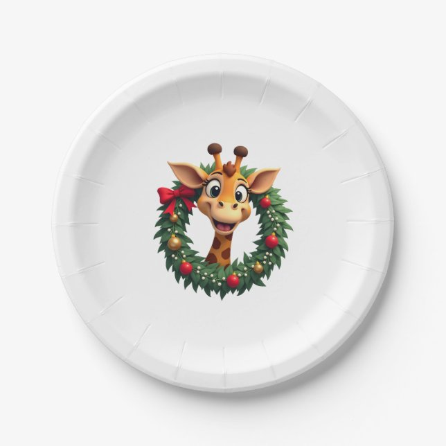 Funny Animal Giraffe Meme Face Festive Xmas T-Shir Pappteller (Vorderseite)