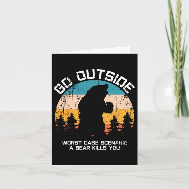 Funny Animal Go Outdoor wird von Bären gegessen Karte (Vorderseite)