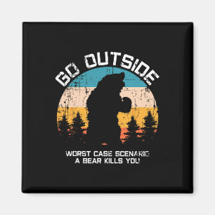 Funny Animal Go Outdoor wird von Bären gegessen Magnet