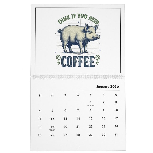 Funny Animal inspiré Calendrier (Jan 2026)
