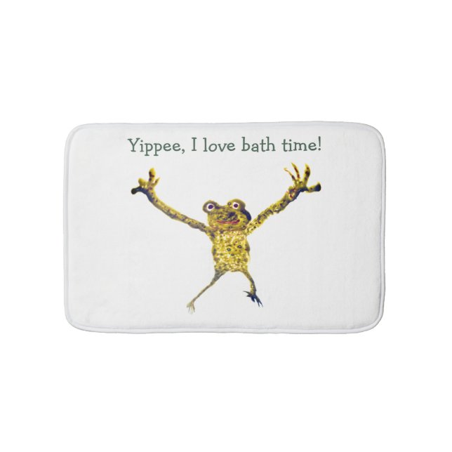 Funny Animal Leaping Frog, I Liebe Bath Time Badematte (Vorderseite)