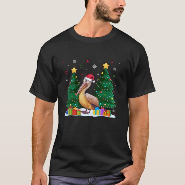 Funny Animal Lovers Pelican Weihnachtsmannmütze Ug T-Shirt (Vorderseite)