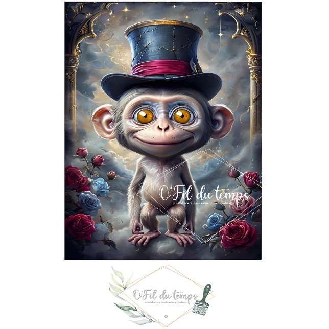 Funny Animal mit Hat Decoupage Papier. Seidenpapier (Von Creator hochgeladen)