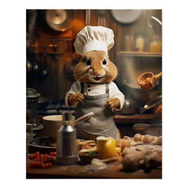 Funny Animal Poster Köche Squirrel Cooking Poster (Vorderseite)