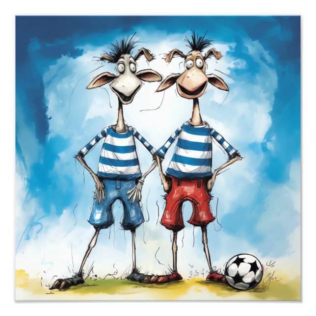 Funny animal soccplayer fotodruck (Vorne)
