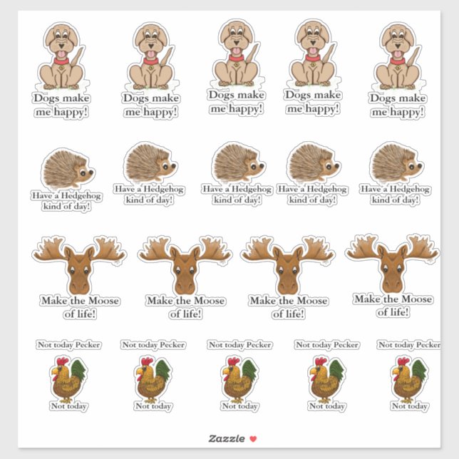 Funny animal stickers  (Feuille)