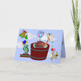 Funny Animals Flying on "Just Weil" "Hi" Card Karte