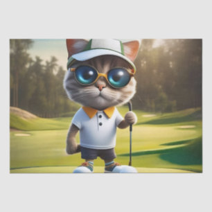 Funny Animated Cat Golf Player, Seidenpapier