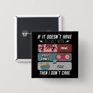Funny Anime Fans Food and Video Games Lover Gesche Button