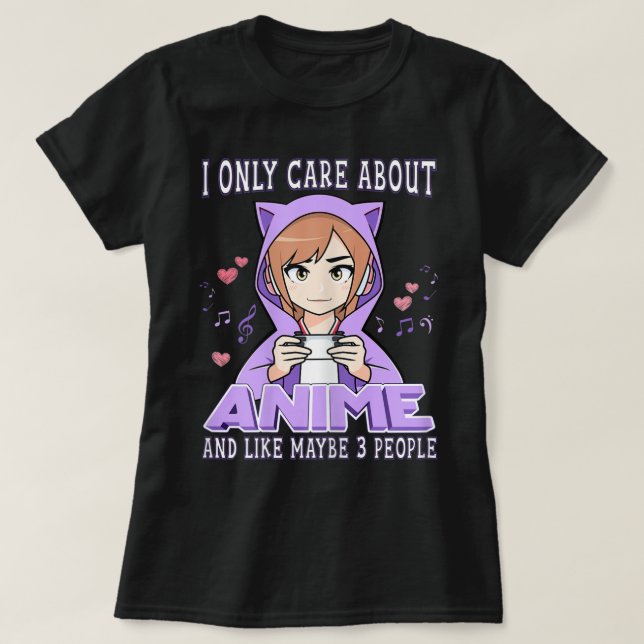 Funny Anime Gamer Girl Design T-Shirt (Design vorne)