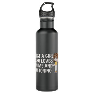 Funny Anime Sketching Design für Mädchen und Fraue Edelstahlflasche