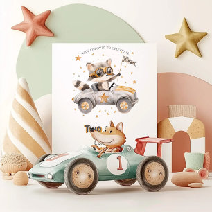 Funny Animes Race Cars 2. Geburtstag Einladung