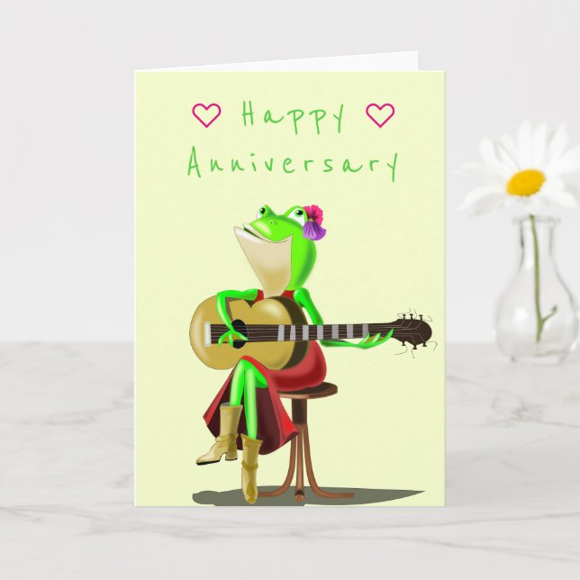 Funny Anniversaire Carte Frog Guitare Joueur (Petite plante)