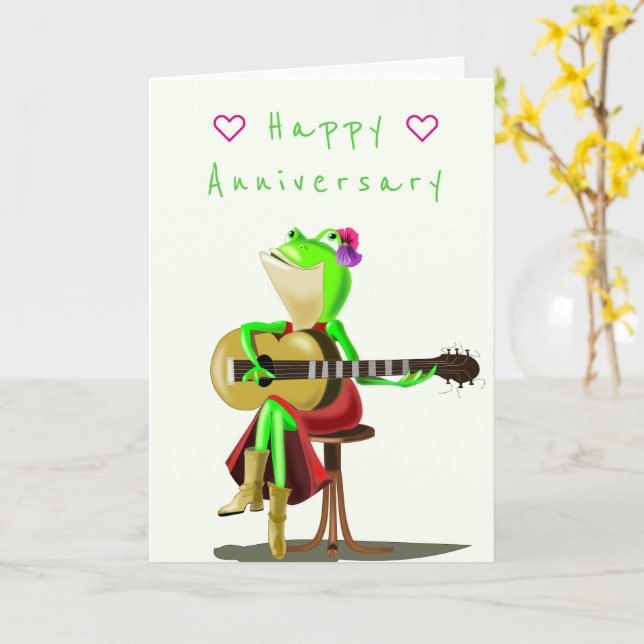 Funny Anniversaire Carte Joyeux Guitare Frog (Fleur jaune)