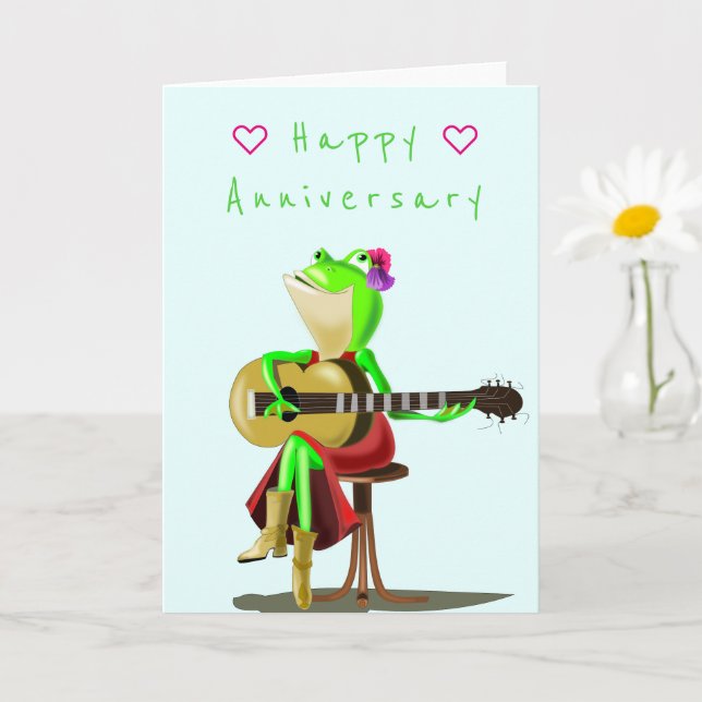 Funny Anniversaire Carte Joyeux Guitare Frog (Petite plante)