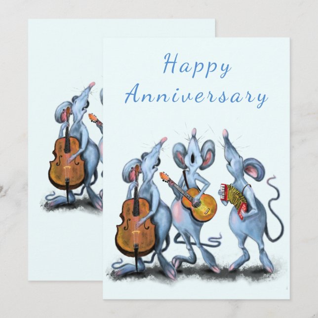 Funny Anniversaire Carte Souris Musique Band (Devant / Derrière)