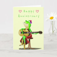 Funny Anniversary Card Frosch Guitar Player