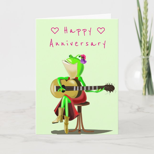 Funny Anniversary Card mit Guitar Player Frosch Karte (Vorderseite)