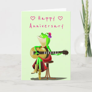 Funny Anniversary Card mit Guitar Player Frosch Karte