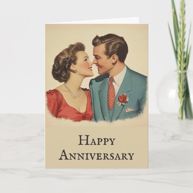 Funny Anniversary Vintag Classic Retro Couple Karte (Vorderseite)