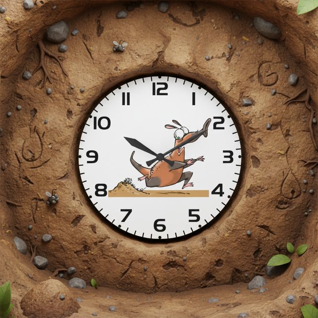 Funny Anteater Cartoon Quirky Running Animal Große Wanduhr (Von Creator hochgeladen)