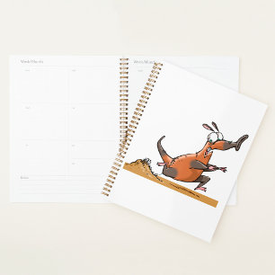 Funny Anteater Cartoon Quirky Running Animal Planer