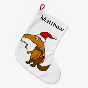 Funny Anteater in der Weihnachtsmannmütze Weihnac Großer Weihnachtsstrumpf