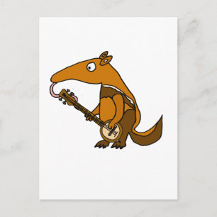 Funny Anteater spielt Banjo Music Postkarte