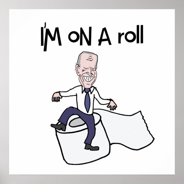 Funny Anti Biden über eine Rolle des Toilettenpapi Poster (Vorne)