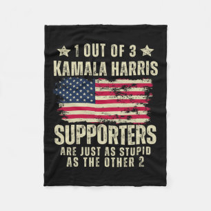 Funny Anti Kamala Harris Stupid Joke American Flag Fleecedecke