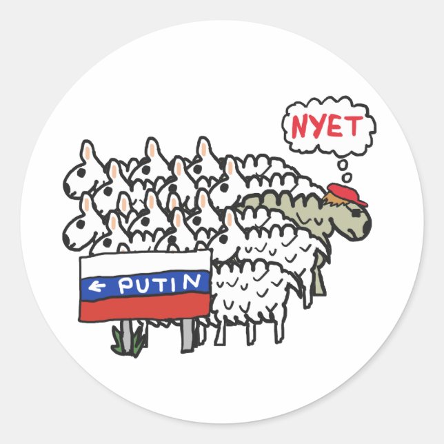 Funny Anti Putin Runder Aufkleber (Vorderseite)
