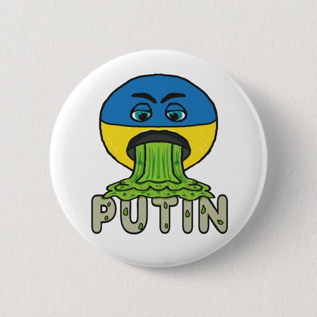 Funny Anti Putin Vomit Emoji Button (Vorderseite)