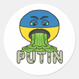 Funny Anti Putin Vomit Emoji Runder Aufkleber
