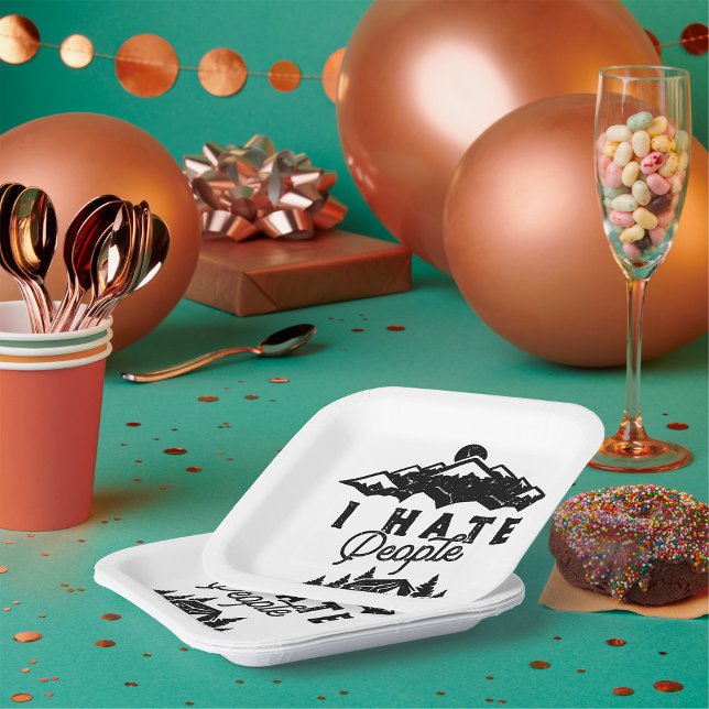 Funny Anti-Social Camping Ich Hasse Menschen Pappteller (Von Creator hochgeladen)