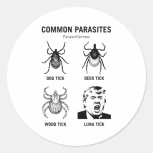 Funny Anti Trump Gemeinsamer Parasit Luna Tick Runder Aufkleber