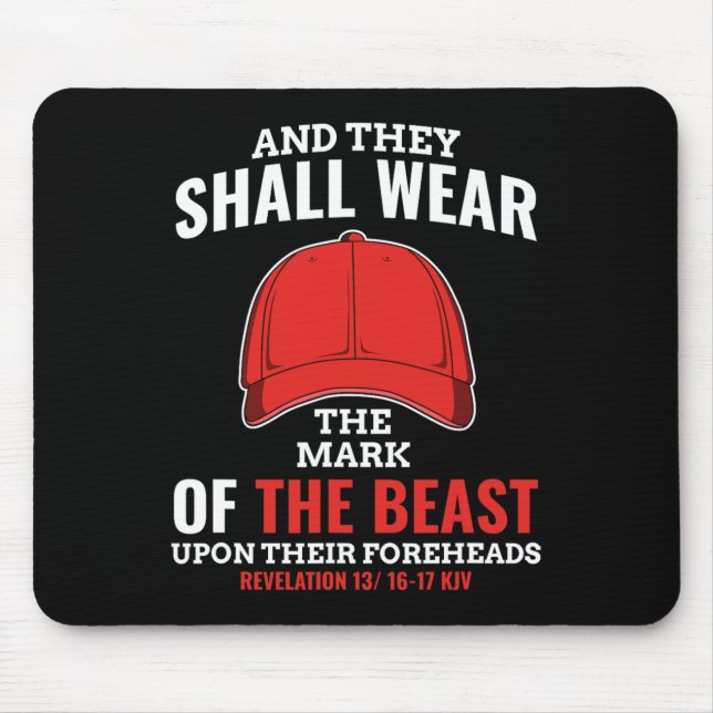 Funny Anti Trump Mark der Bestie Red Hat Liberal Mousepad (Vorne)