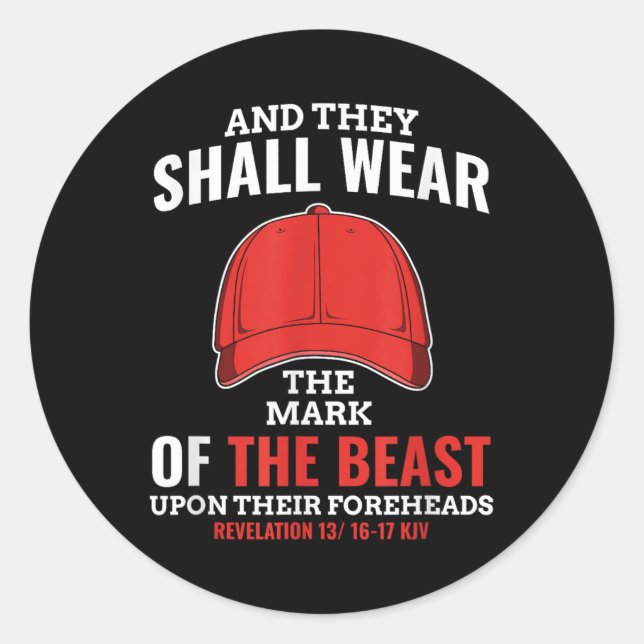 Funny Anti Trump Mark der Bestie Red Hat Runder Aufkleber (Vorderseite)