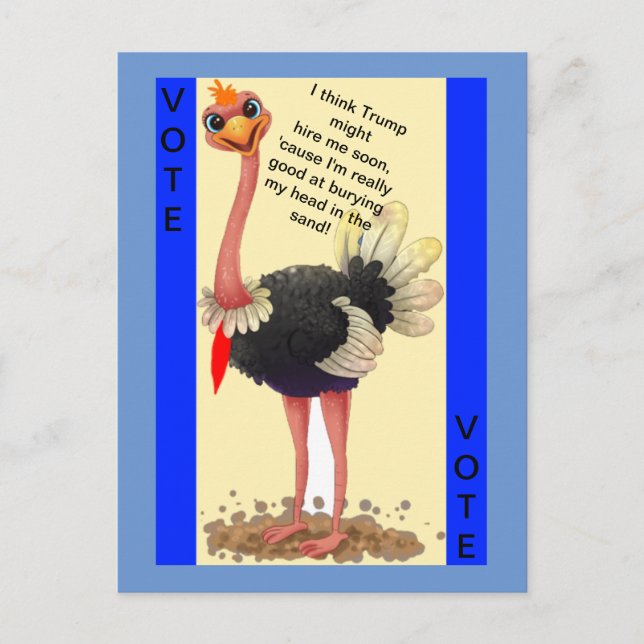 Funny Anti Trump Politischer Strauß mit roter Kraw Postkarte (Vorderseite)