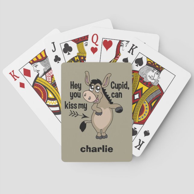 Funny Anti-Valentine Donkey benutzerdefinierte Spi Spielkarten (Rückseite)