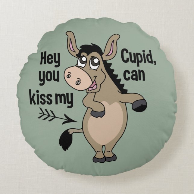 Funny Anti-Valentine Donkey-Wurfkissen Rundes Kissen (Vorderseite)