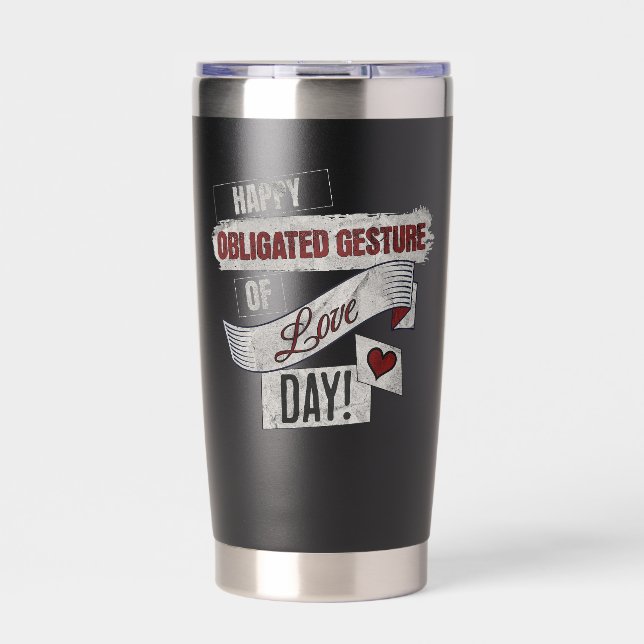 Funny Anti Valentines Day Happy Obligated Gesture  Thermobecher (Vorderseite)