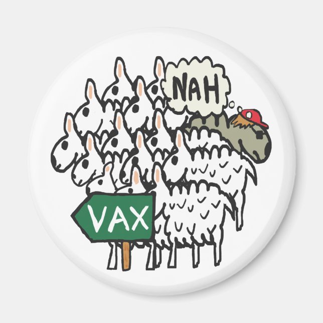 Funny Anti Vax Sheep Magnet (Vorne)